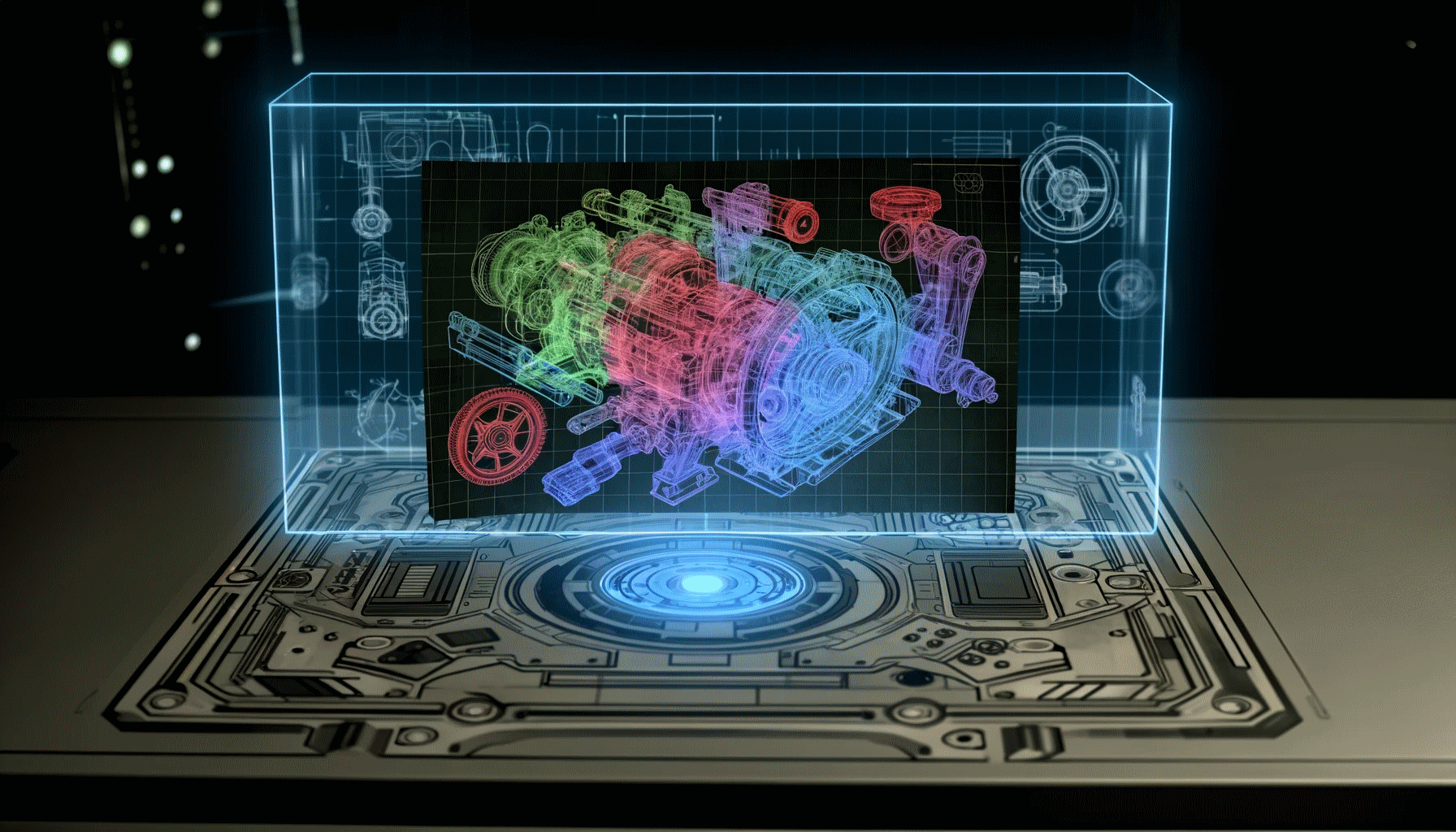 [Holoprojektor wyświetlający silnik (Dall-E)