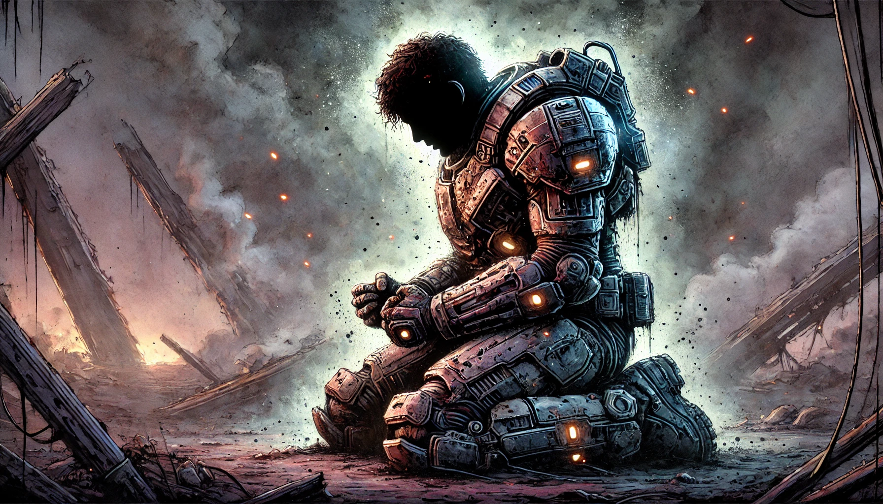 [Stefan, złamany przez obrażenia i życie (Dall-E)]