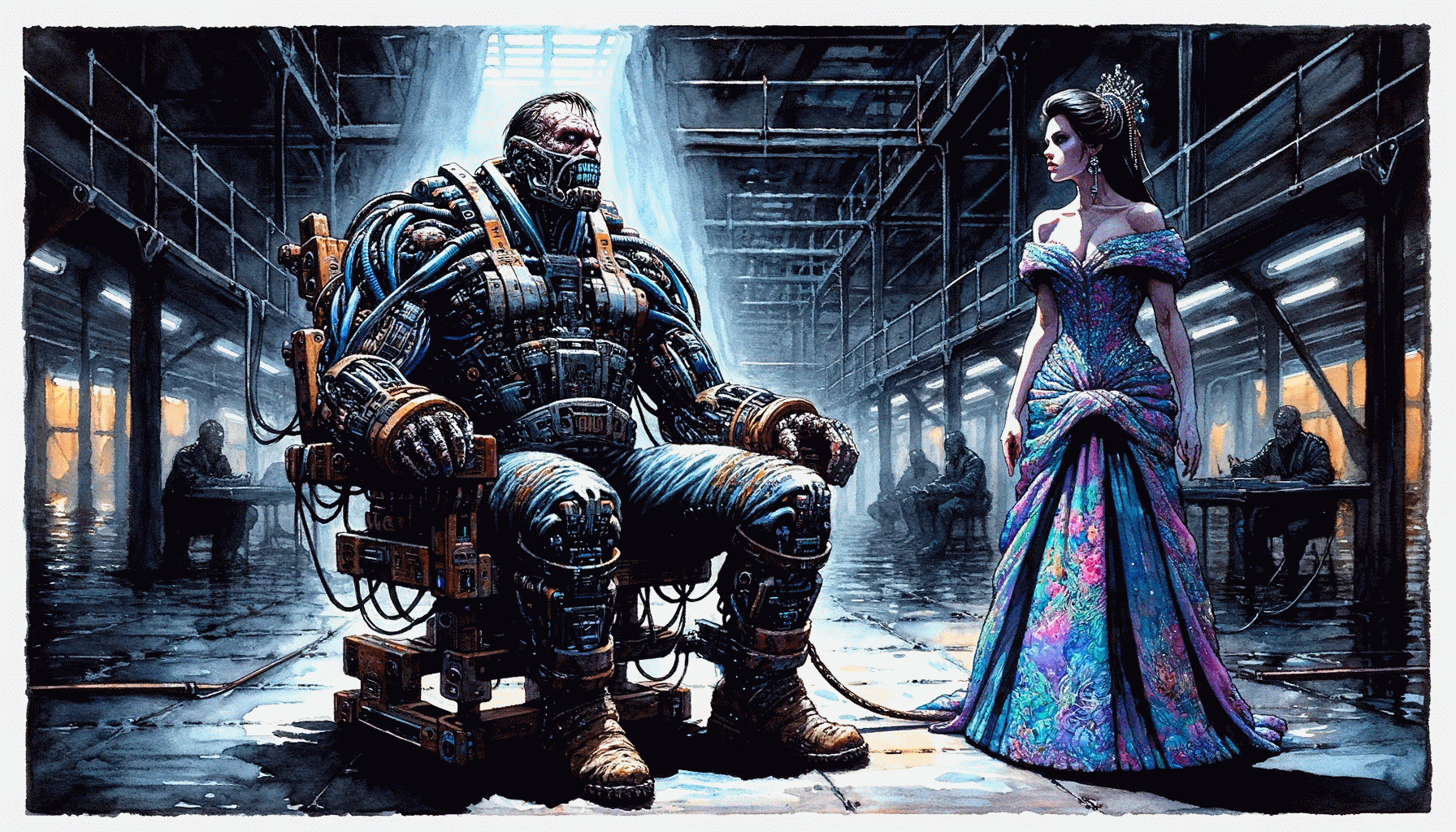 [Tienka patrzy na unieszkodliwionego wojownika (Dall-E)